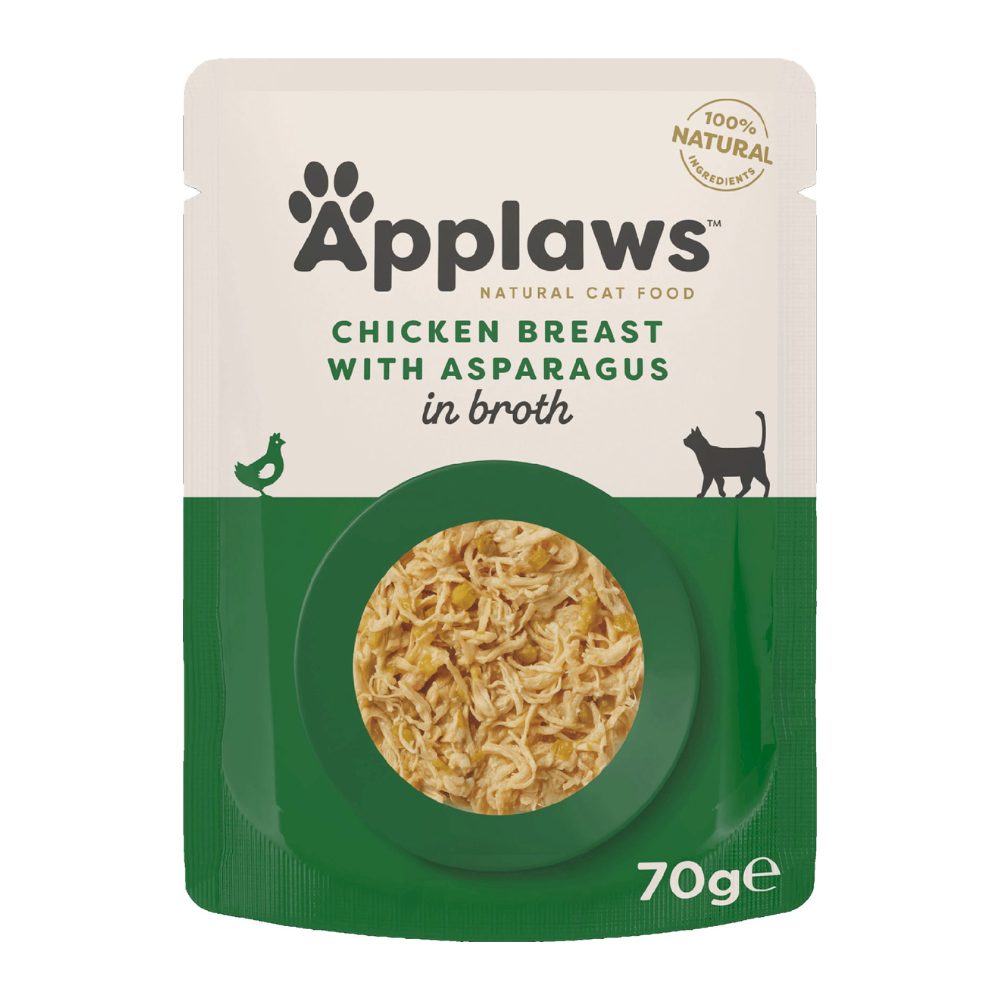 أبلاوز أظرف طعام رطبللقطط - دجاج معالهليون والأرز في المرق70غ