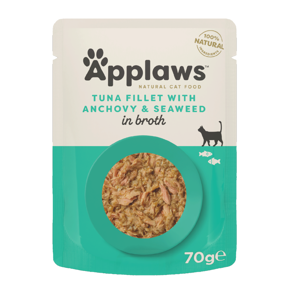 أبلاوز أظرف طعام رطبللقطط - تونا مع سمكالأنشوفة في المرق 70غ