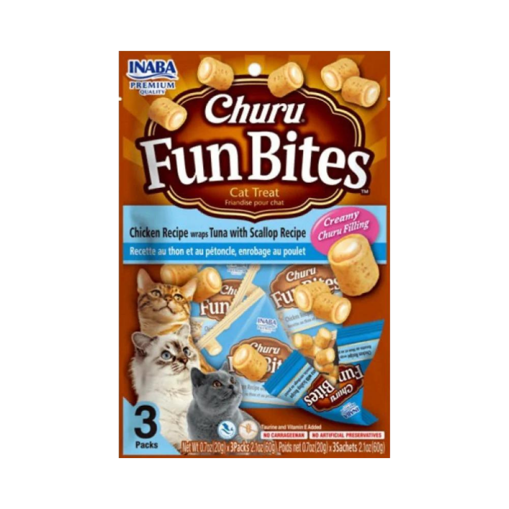 Inaba CHURU FUN BITES CHICKEN RECIPE WRAPS TUNA WITH SCALLOP 3x20g