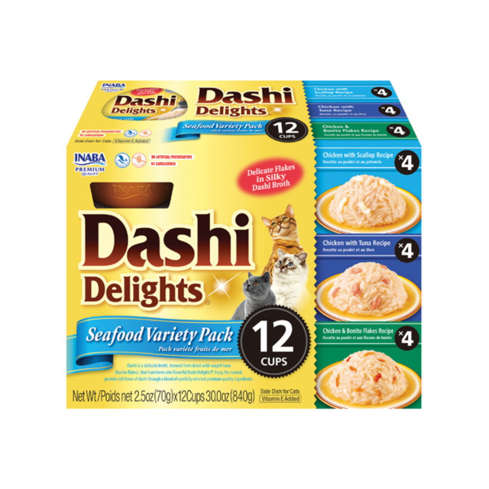 INABA Dashi DeligHealthy Treats Seafood Vareity Pack Cups 4+4+4 x 70g
