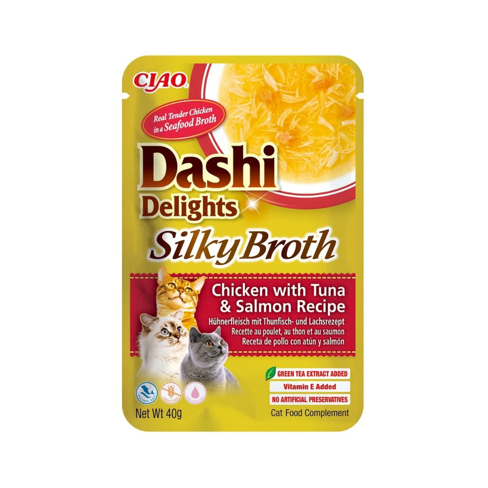 INABA Dashi DeligHealthy Treats Silky Broth Chicken with Tuna & Salmon 40g
