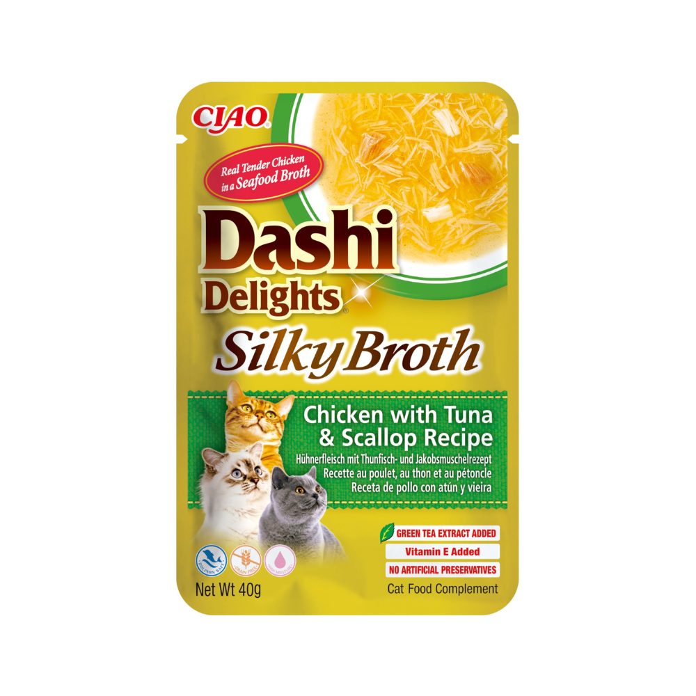 INABA Dashi DeligHealthy Treats Silky Broth Chicken with Tuna & Scallop 40g