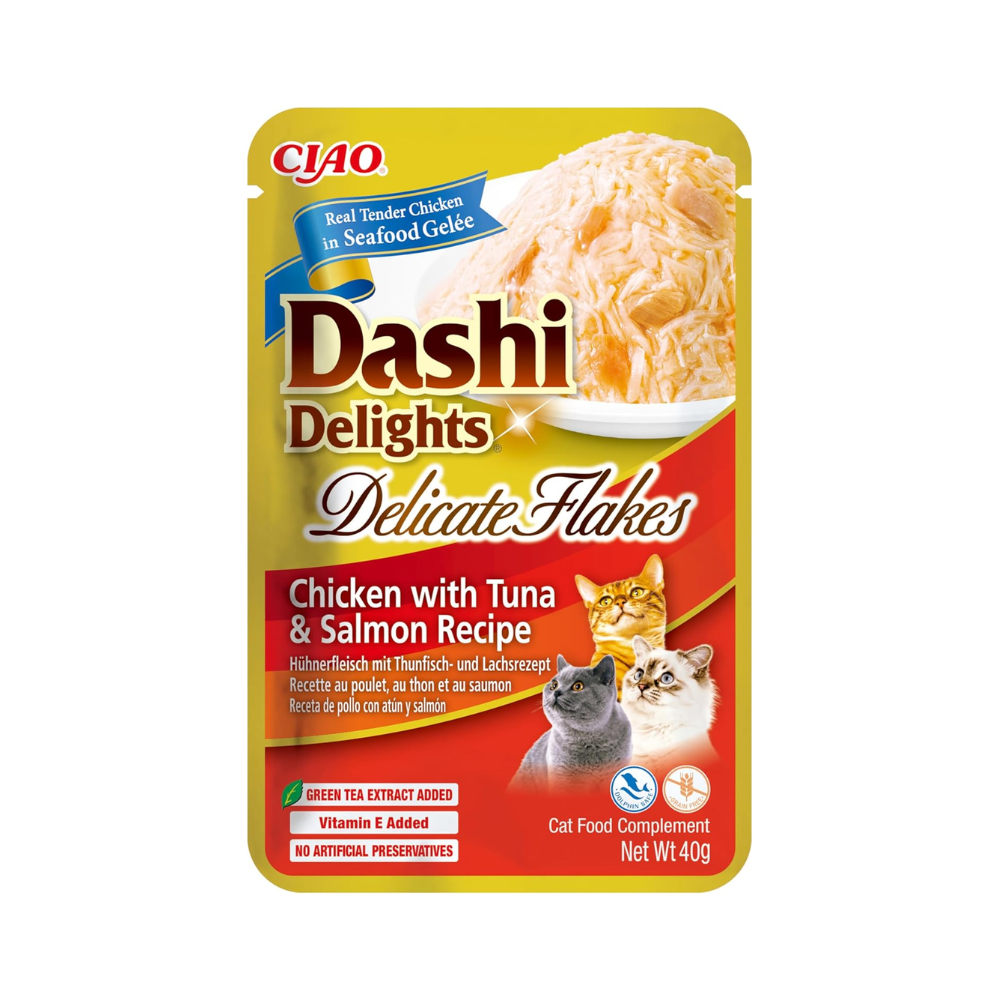 INABA Dashi DeligHealthy Treats Delicate Flakes Chicken with Tuna & Salmon 40g
