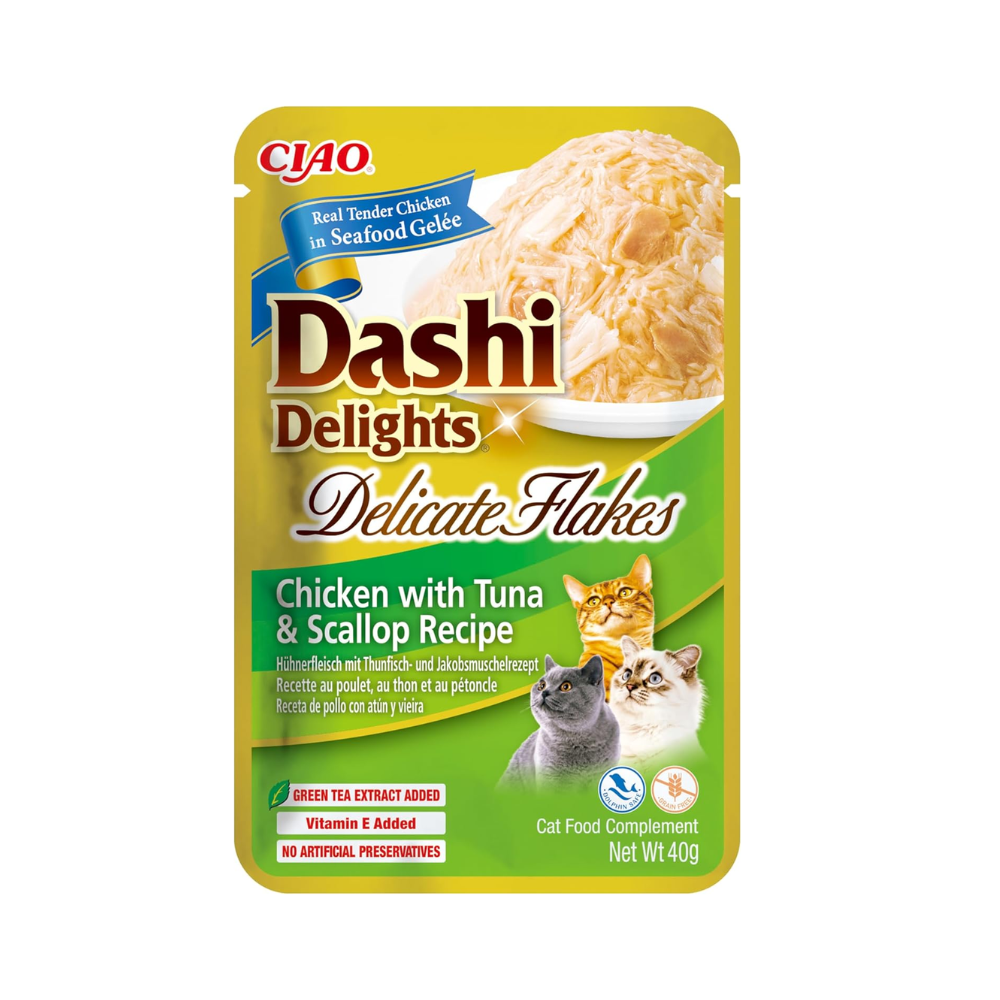 INABA Dashi DeligHealthy Treats Delicate Flakes Chicken with Tuna & Scallop 40g