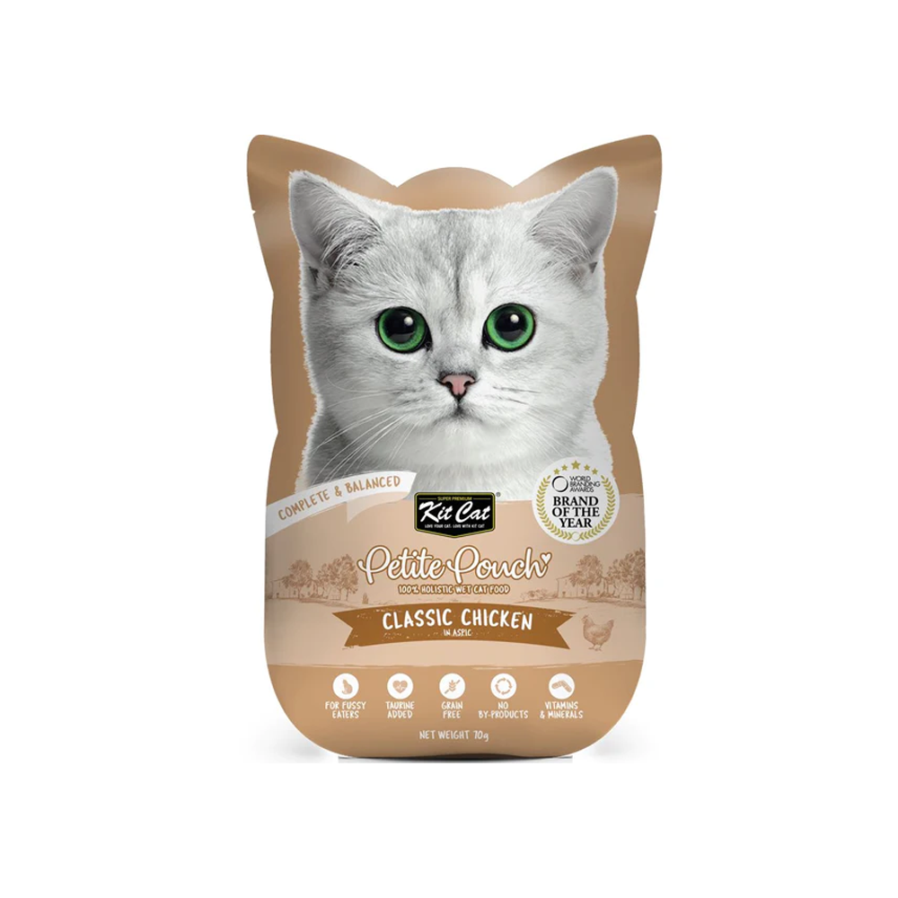 kitcat petite pouch complete food classic chicken 70g