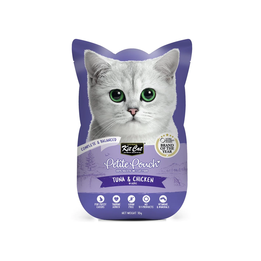 kitcat petite pouch complete food tuna chicken 70g