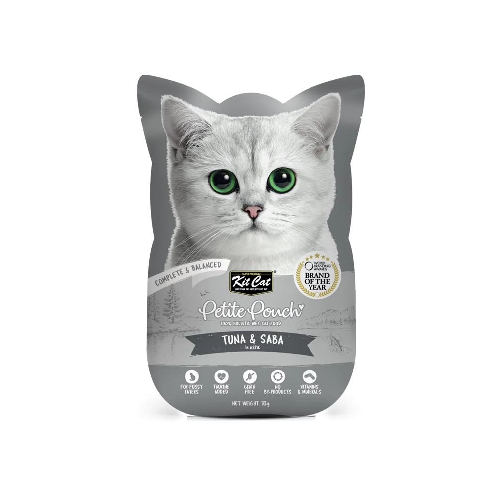 kitcat petite pouch complete food tuna saba 70g