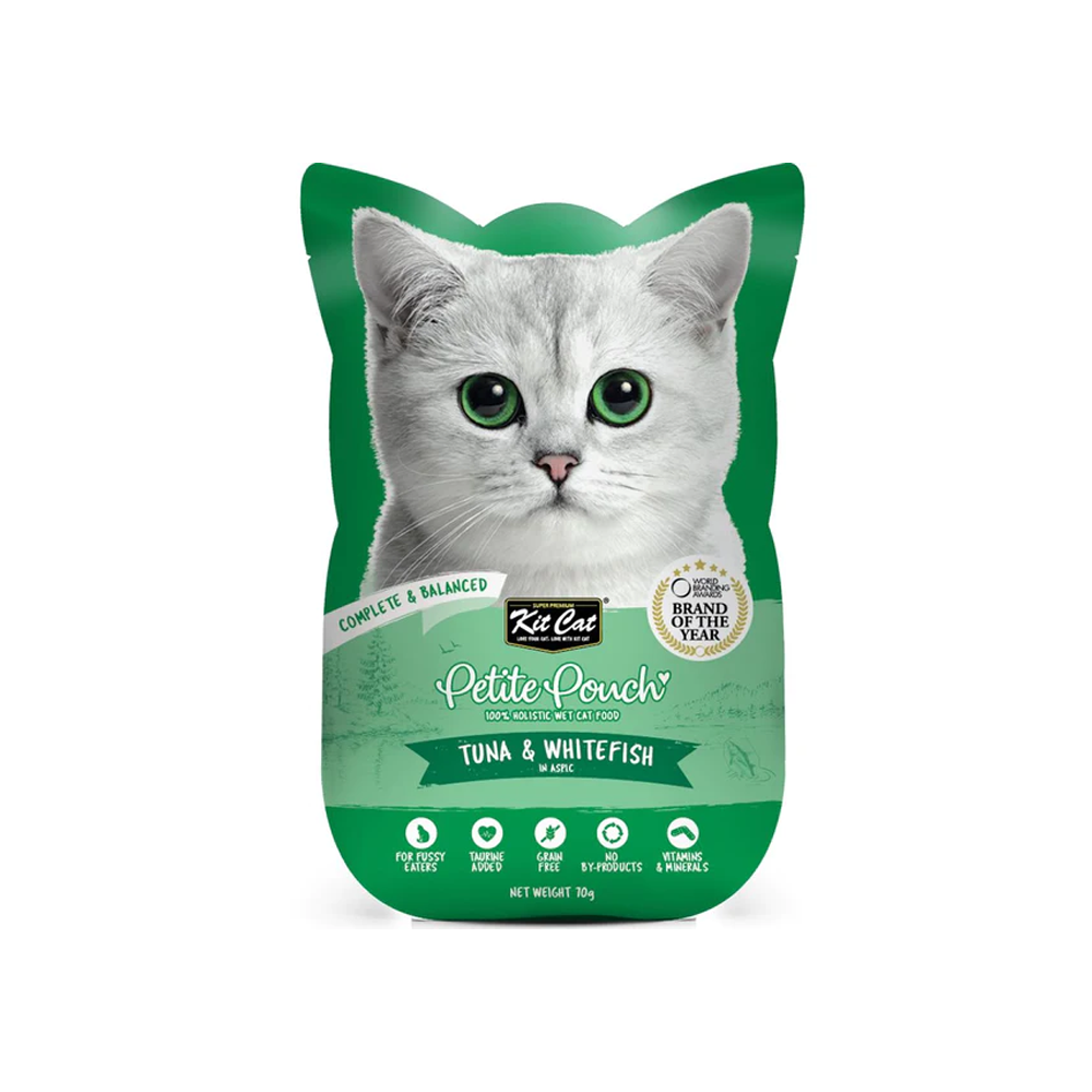 kitcat petite pouch complete food tuna whitefish 70g