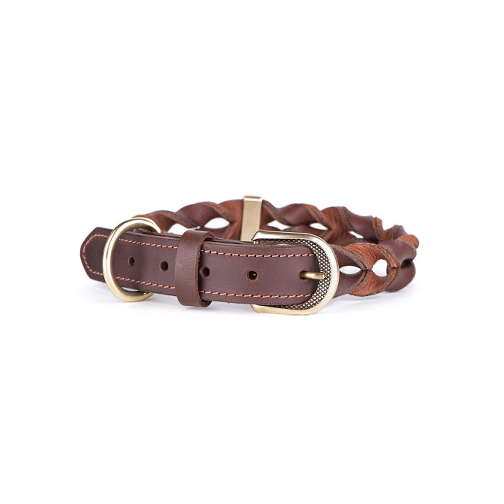My Family ASCOT Collar LEATHER Brown 50x2.2cm