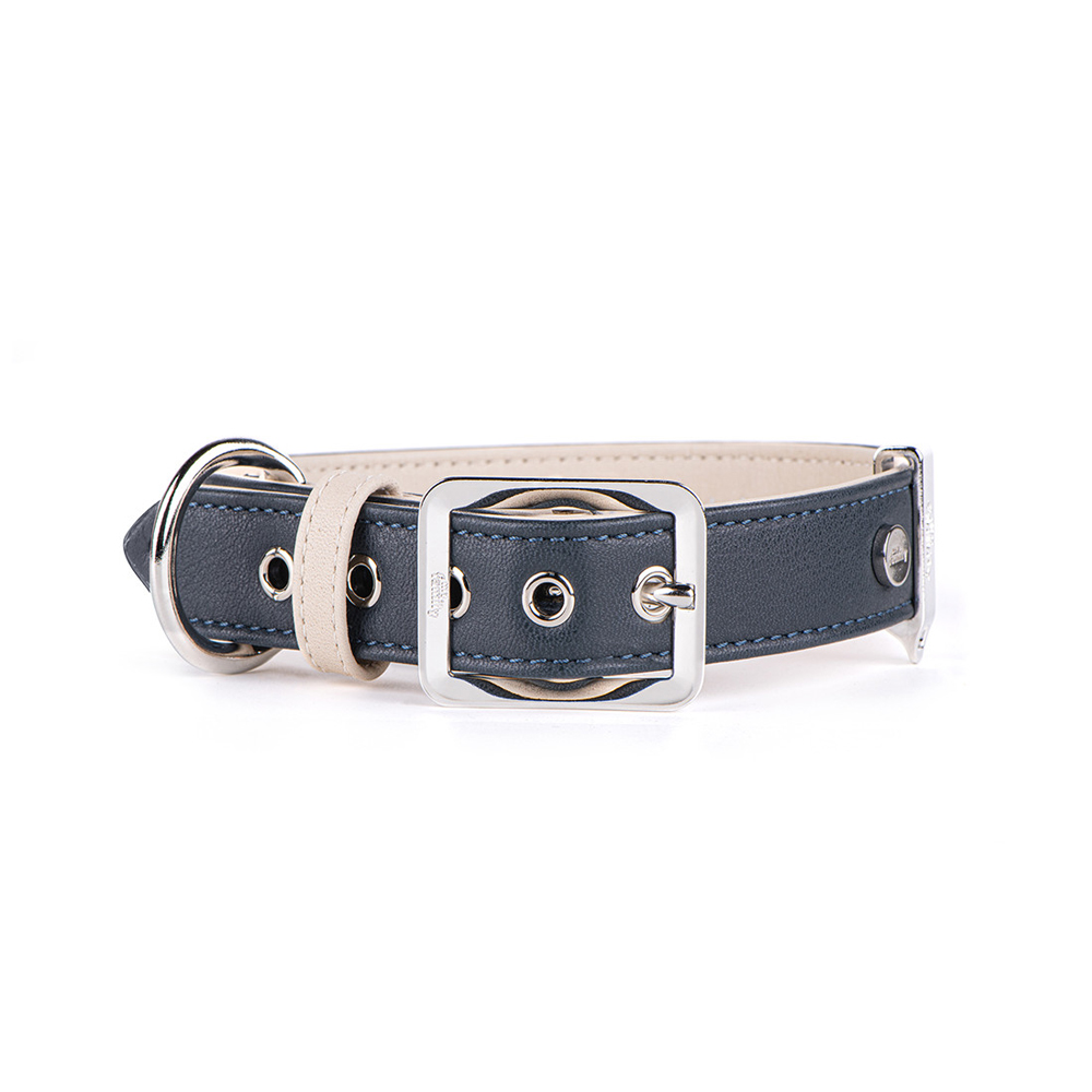 My Family HERMITAGE Collar Leather Dark Blue & Beige 50x2.8cm L