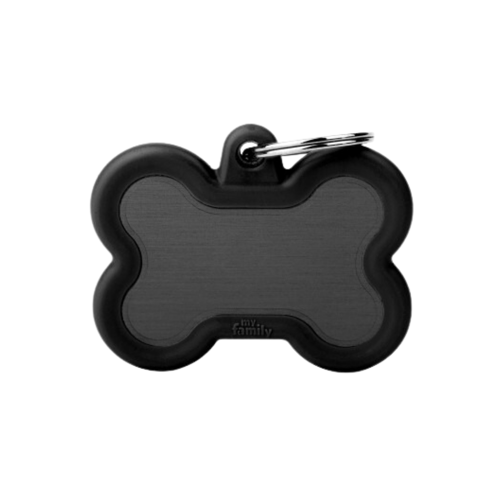 ماي فاميلي قلادة علىشكل عظمة اسود معاطار جلد