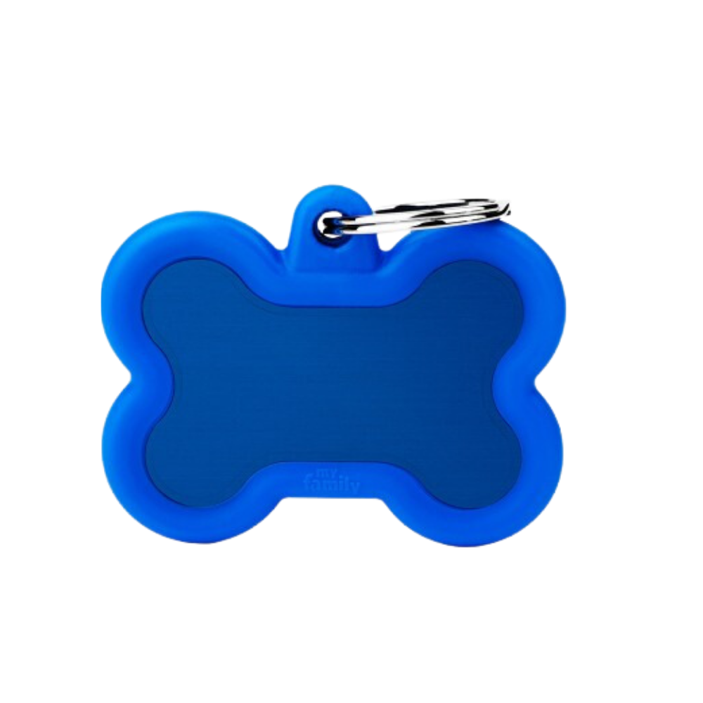 ماي فاميلي قلادة علىشكل عظمة ازرق اطارجلد