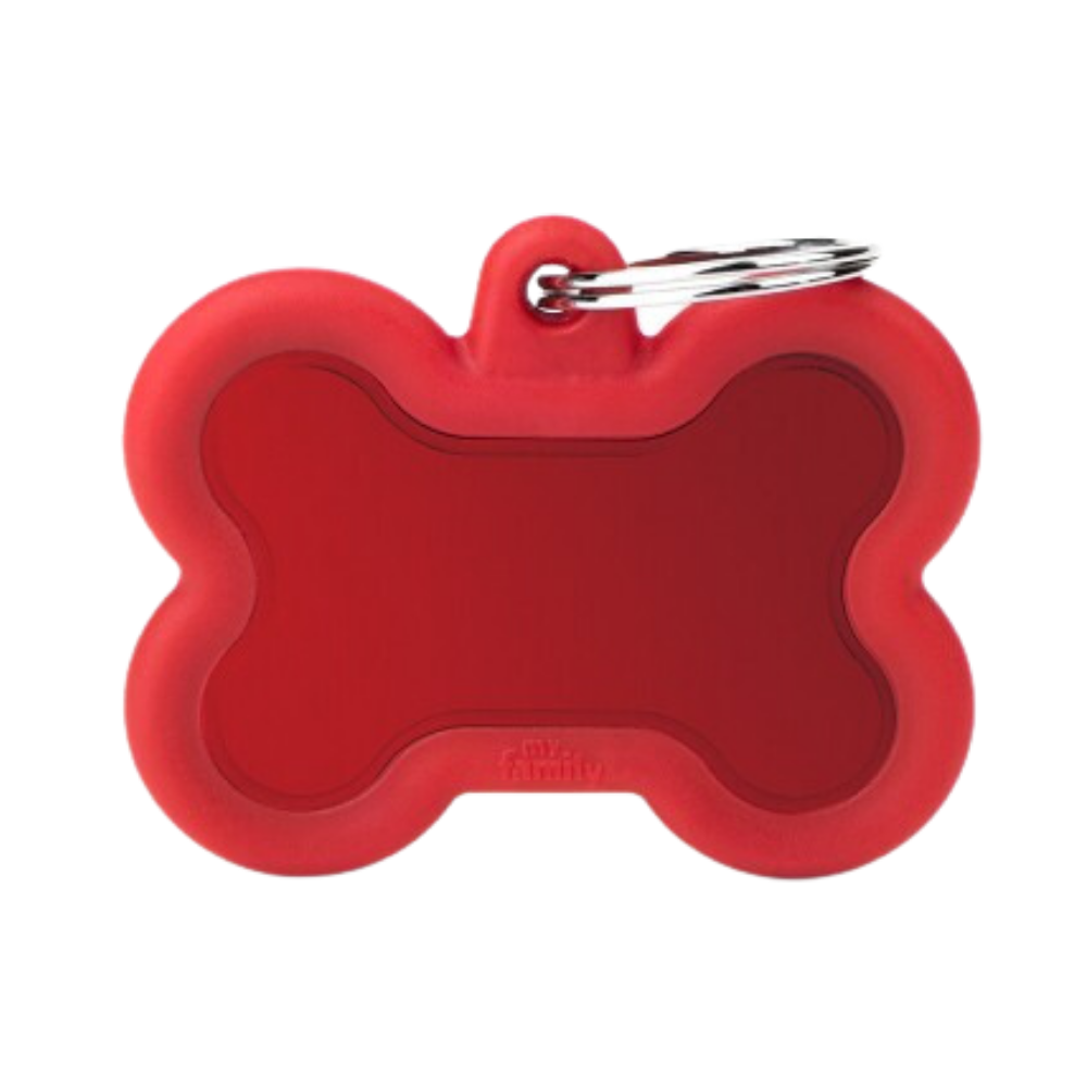 ماي فاميلي قلادة علىشكل عظمة احمر اطارجلد