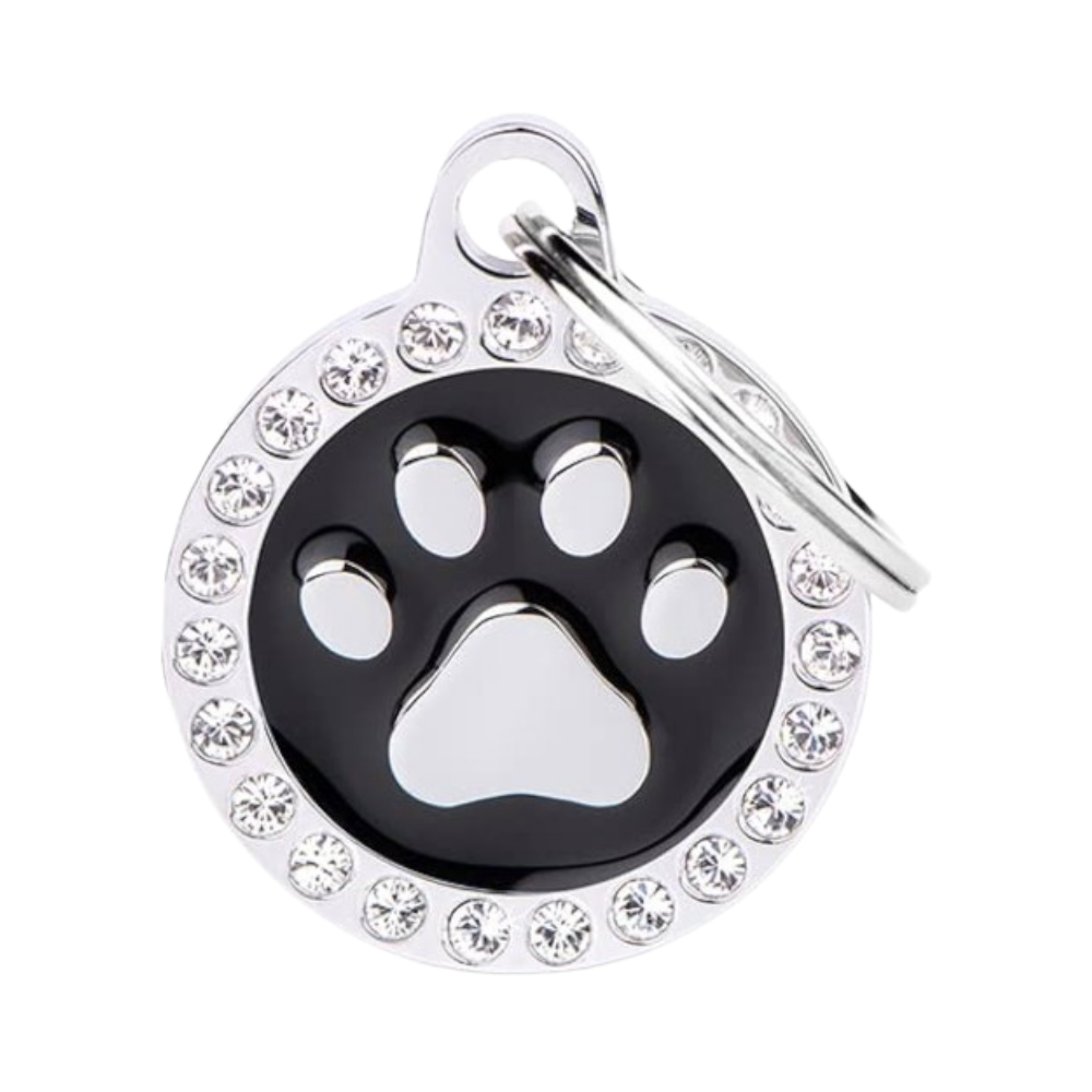 ماي فاميلي قلادة لماعأسود دائري شكل قدمMA