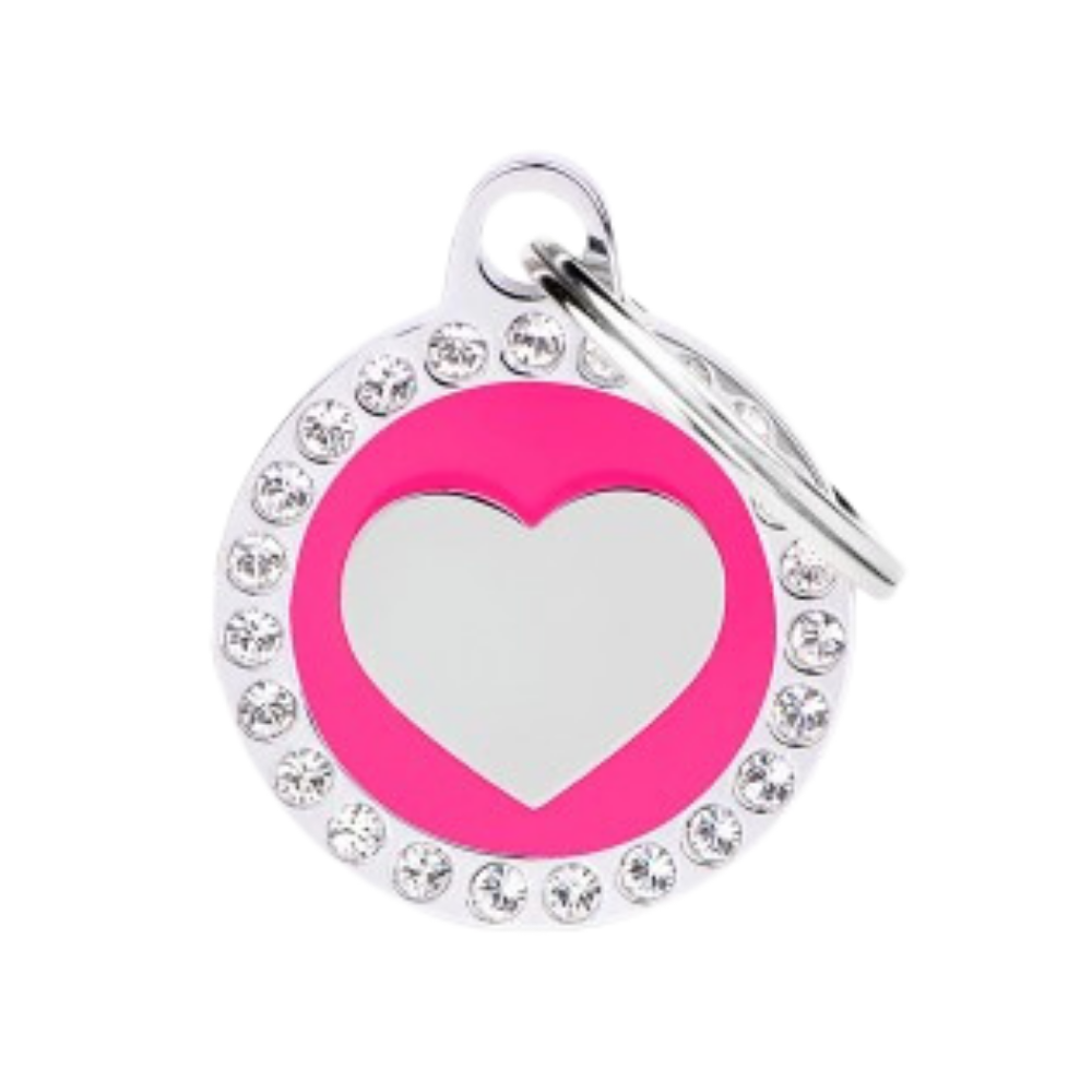 ماي فاميلي قلادةفوشيا MA على شكلقلب لماع