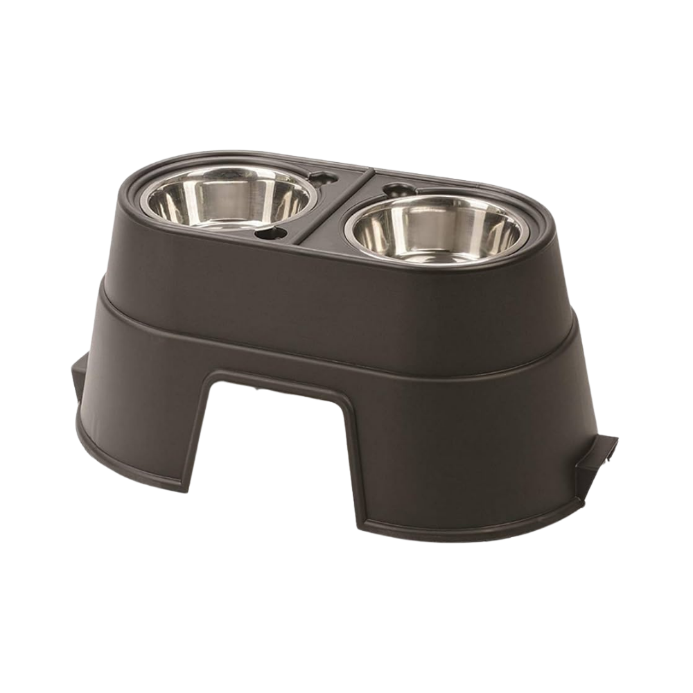 OurPets 12 Healthy Pet Diner Double Stainless Bowl-Black