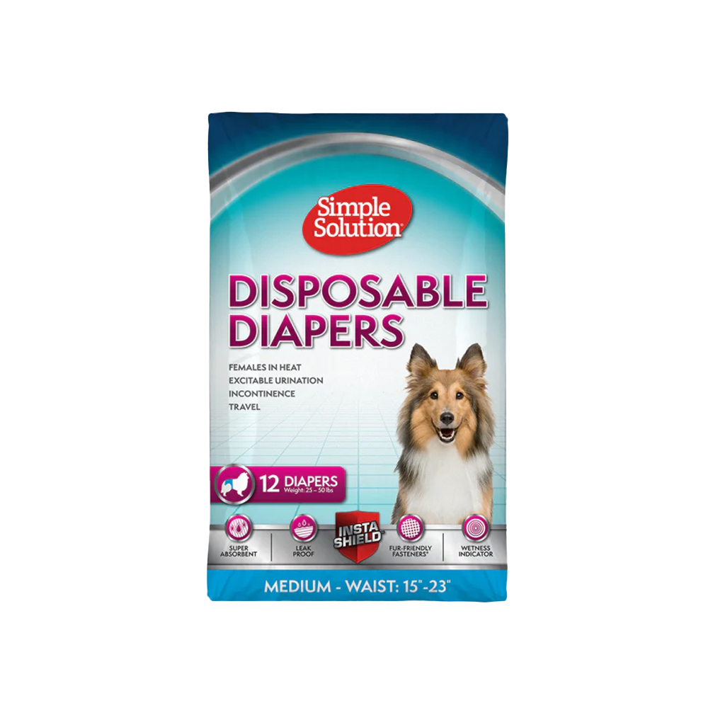 سمبل سلوشن حفاضات للكلاب وسط 12 حبة