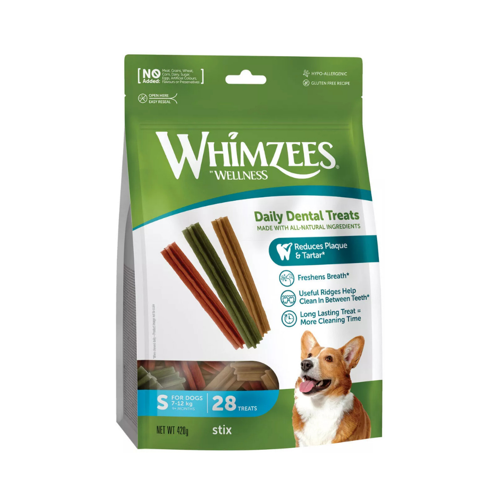 Wellness Whimzees Stix Dental Treats 28pc for S Size Dogs 420g