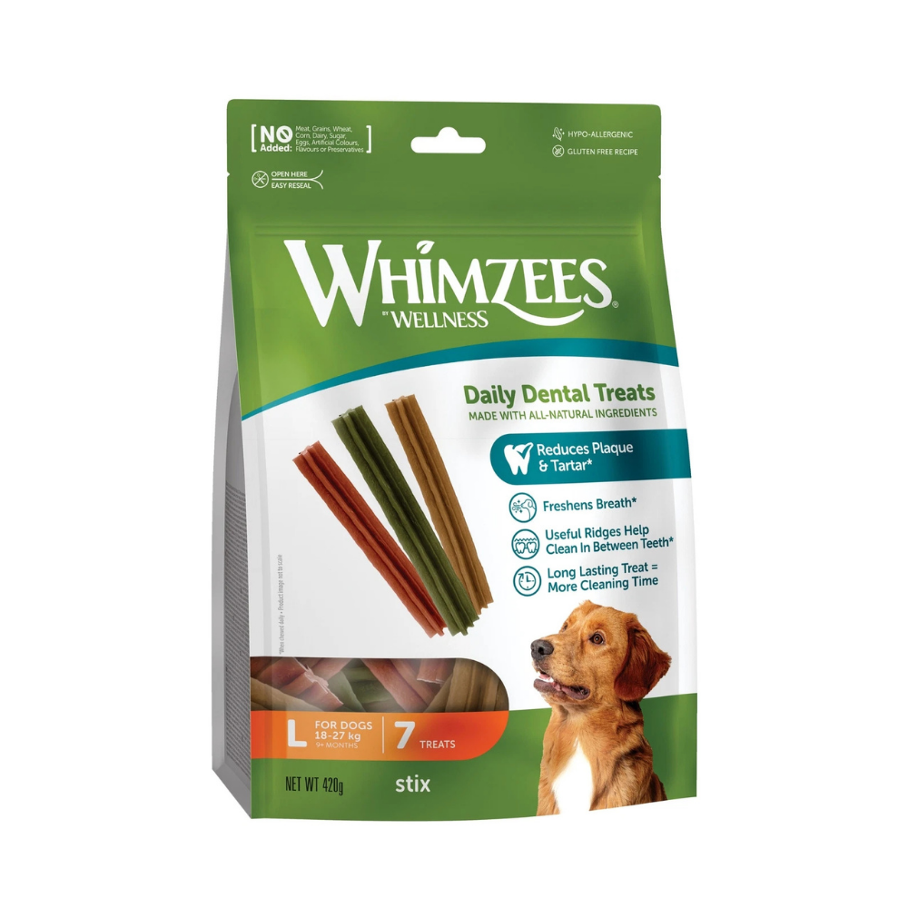 Wellness Whimzees Stix Dental Treats 7pc for L Size Dogs 420g