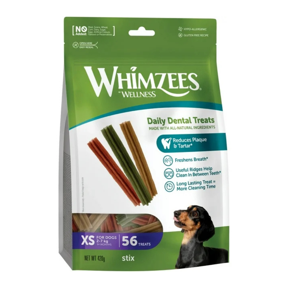 Wellness Whimzees Stix Dental Treats 56pc for XS Size Dogs 420g
