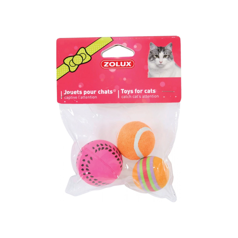 Zolux Cat Toy 3 Mixed Balls-4cm