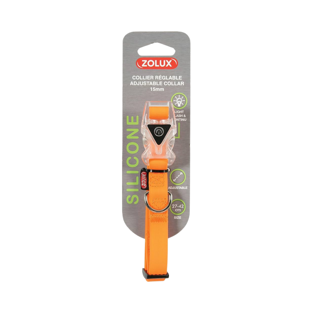 Zolux MacLeather Adjustable Collar 15MM - Orange