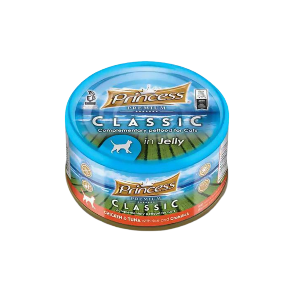princess premium can chicken and tuna with crabstick topping 170g