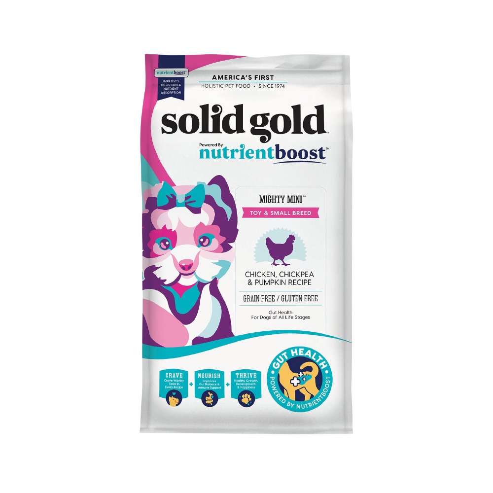 سوليـد جولد نيوتري بوست مايتي ميني دجاج و الحمص و القرع خالي من الحبوب وخالي من الجلوتين