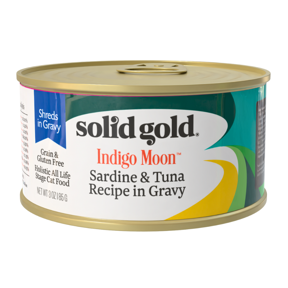 solid gold indigo moon cat wet food sardine tuna in gravy 85g