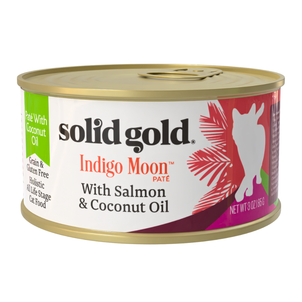 solid gold indigo moon cat wet food salmon coconut oil 85g