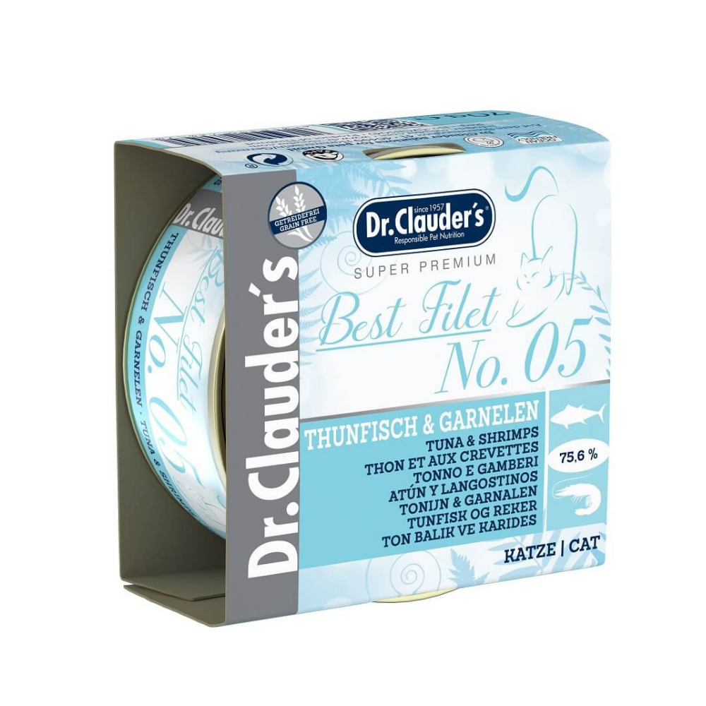 د.كلاودرز معلبات بستفيليه رقم 5 تونةوجمبري للقطط 70غ