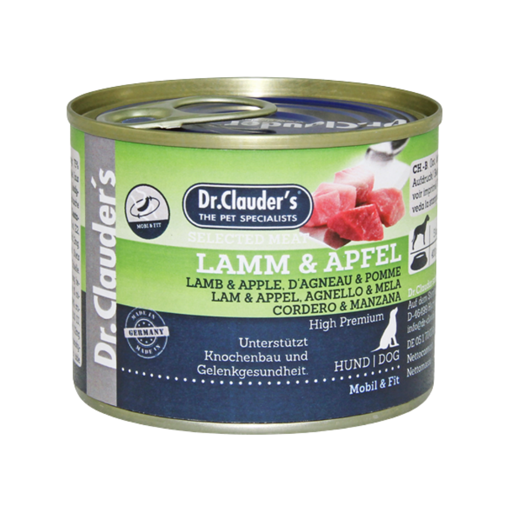 Dr.Clauders Selected Meat Cans Lamb & Apple for Dogs 200g