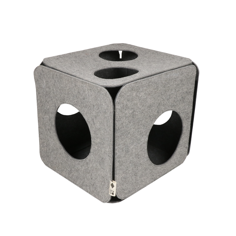 I Love Happy Cats NALA Felt play cube 40x40x40cm grey