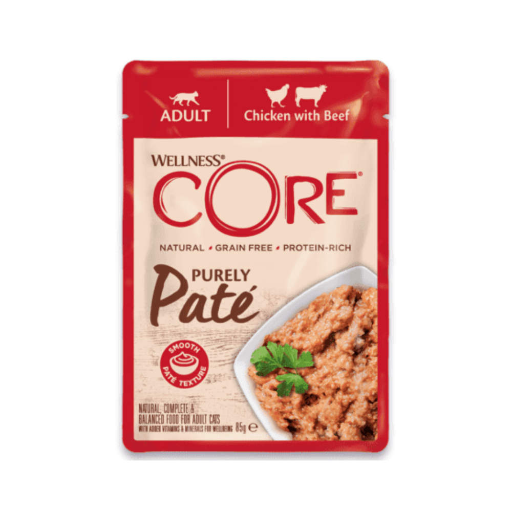 ويلنس كور بيورلي باتيهأظرف دجاج و لحمبقري للقطط 85غ