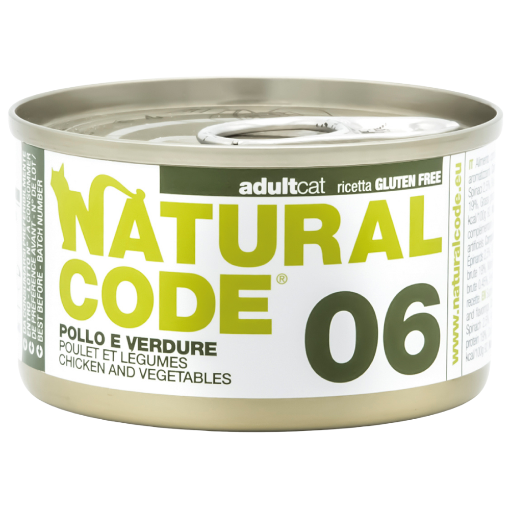 Natural Code 06 Cans Chicken & Vegetables for Cats 85g