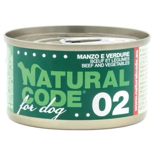 Natural Code 02 Cans Beef & Vegetables for Dogs 90g