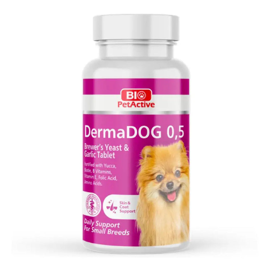 bio petactive dermadog skin and coat support tablets for small dogs 60 tabs 30g