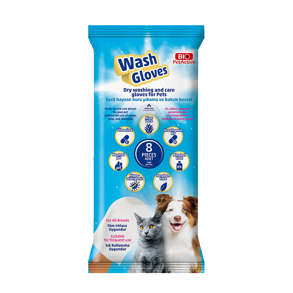 bio petactive drywash cleaning gloves and grooming wipes for cats