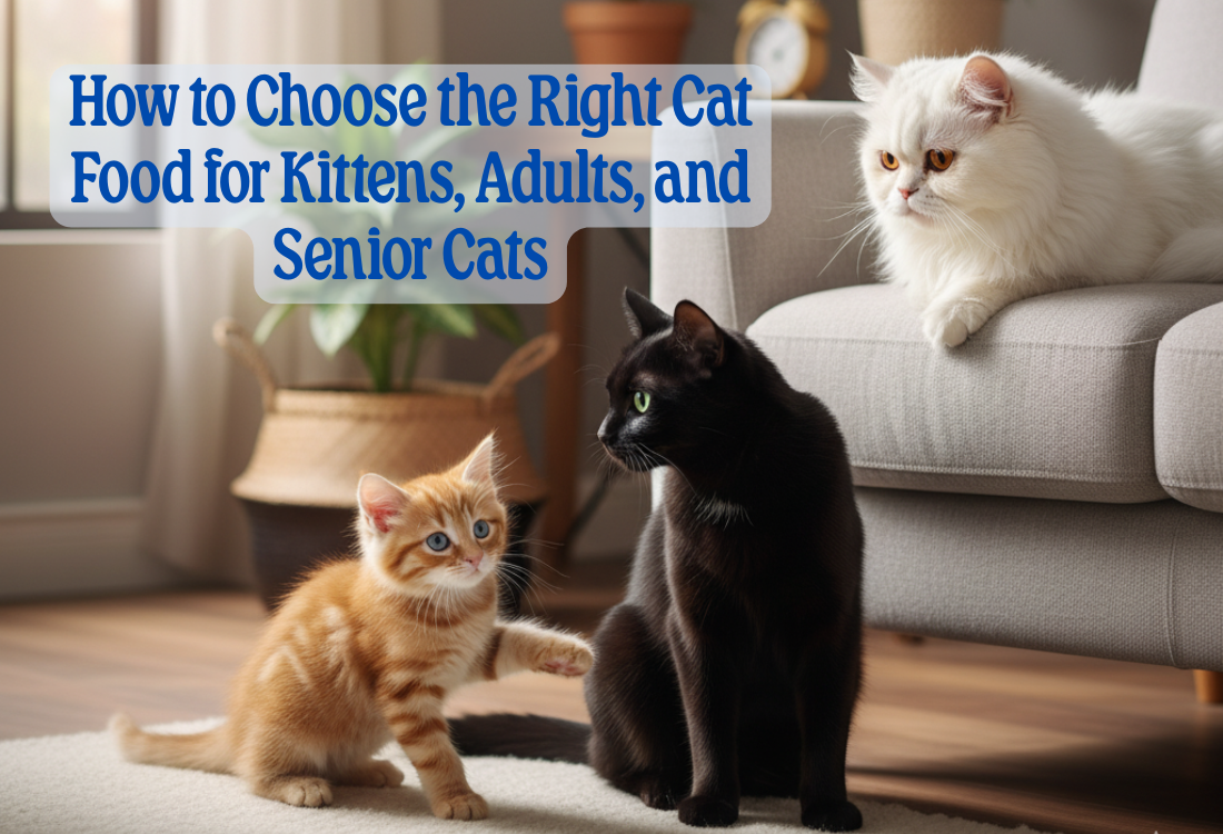 Best cat food for kittens, adults, and seniors in Saudi Arabia — featuring Orijen, Acana, and Josera with an orange tabby cat in a cozy home setting.