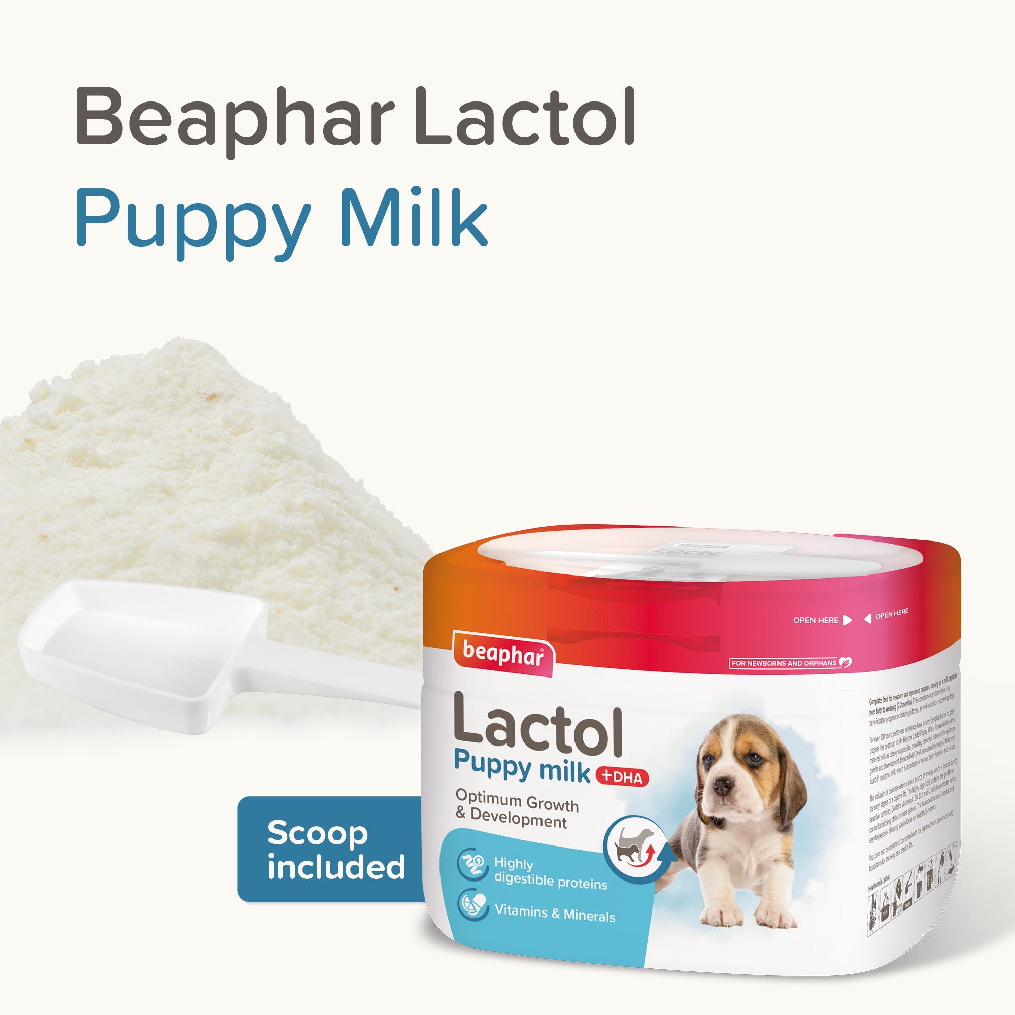 Beaphar Lactol Puppy Milk 250g – Complete Nutrition for Puppies scoop