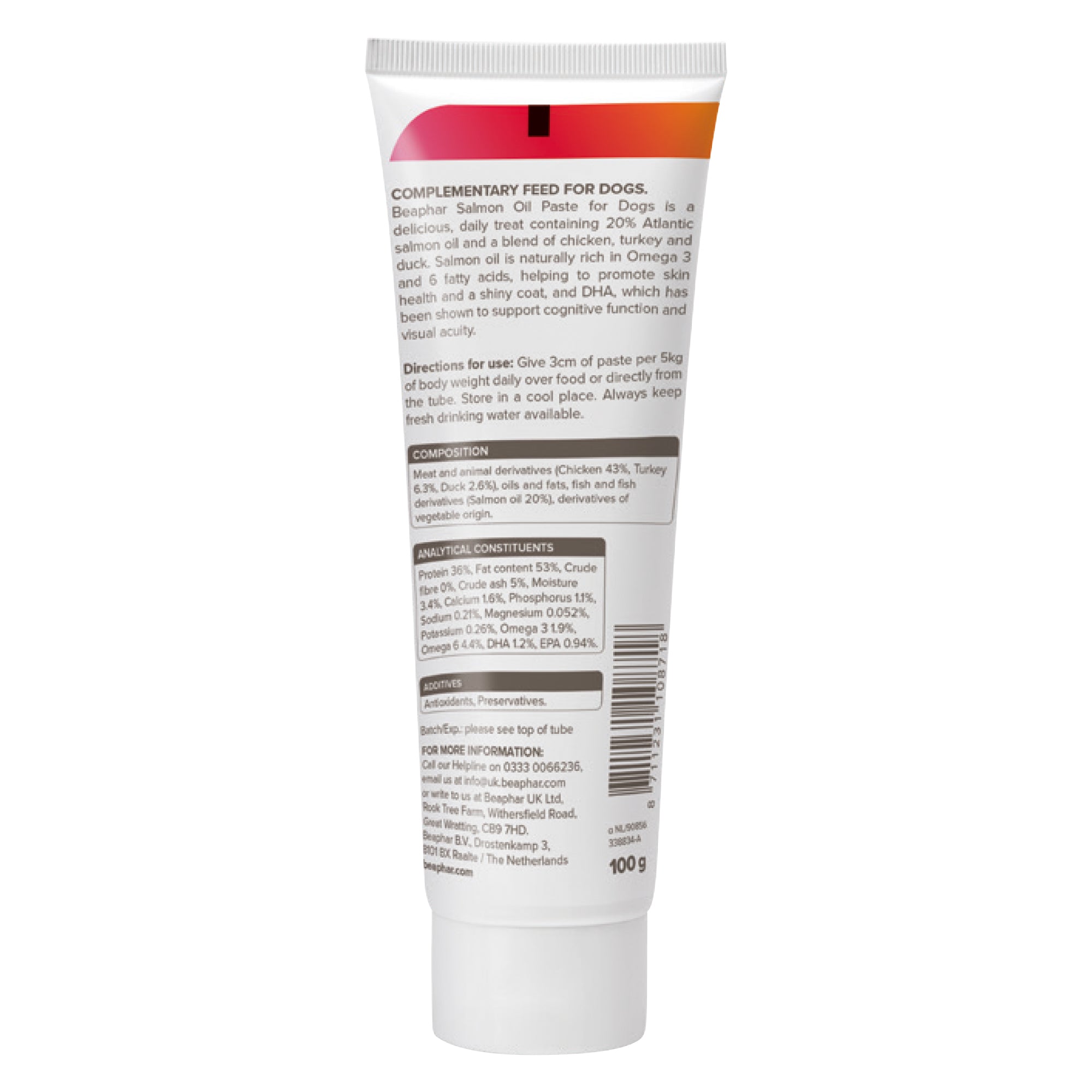 Beaphar Salmon Oil Paste for Dogs – Skin & Joint Support 100g back