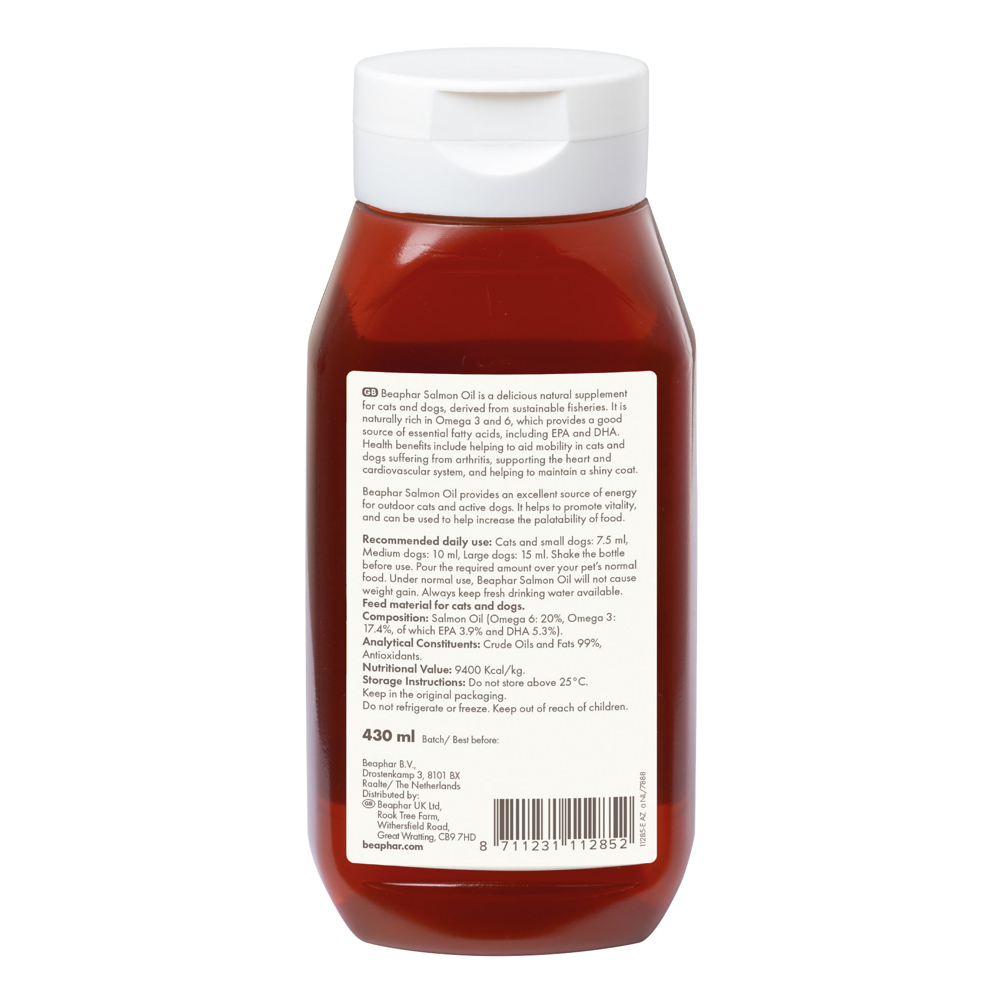 Beaphar Salmon Oil for Dogs & Cats – Omega-3 Skin & Coat Supplement back