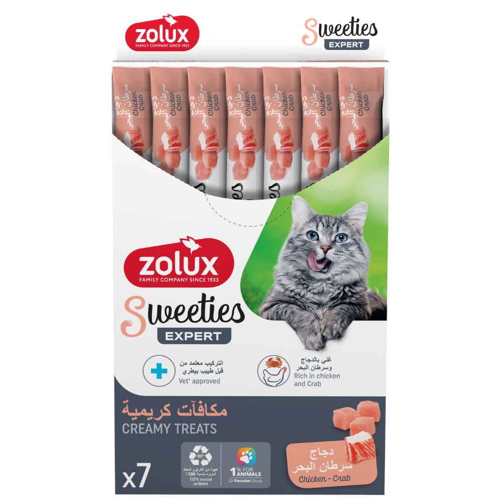 Zolux Sweeties Creamy Treats Chicken & Crab for Cats 14gx7