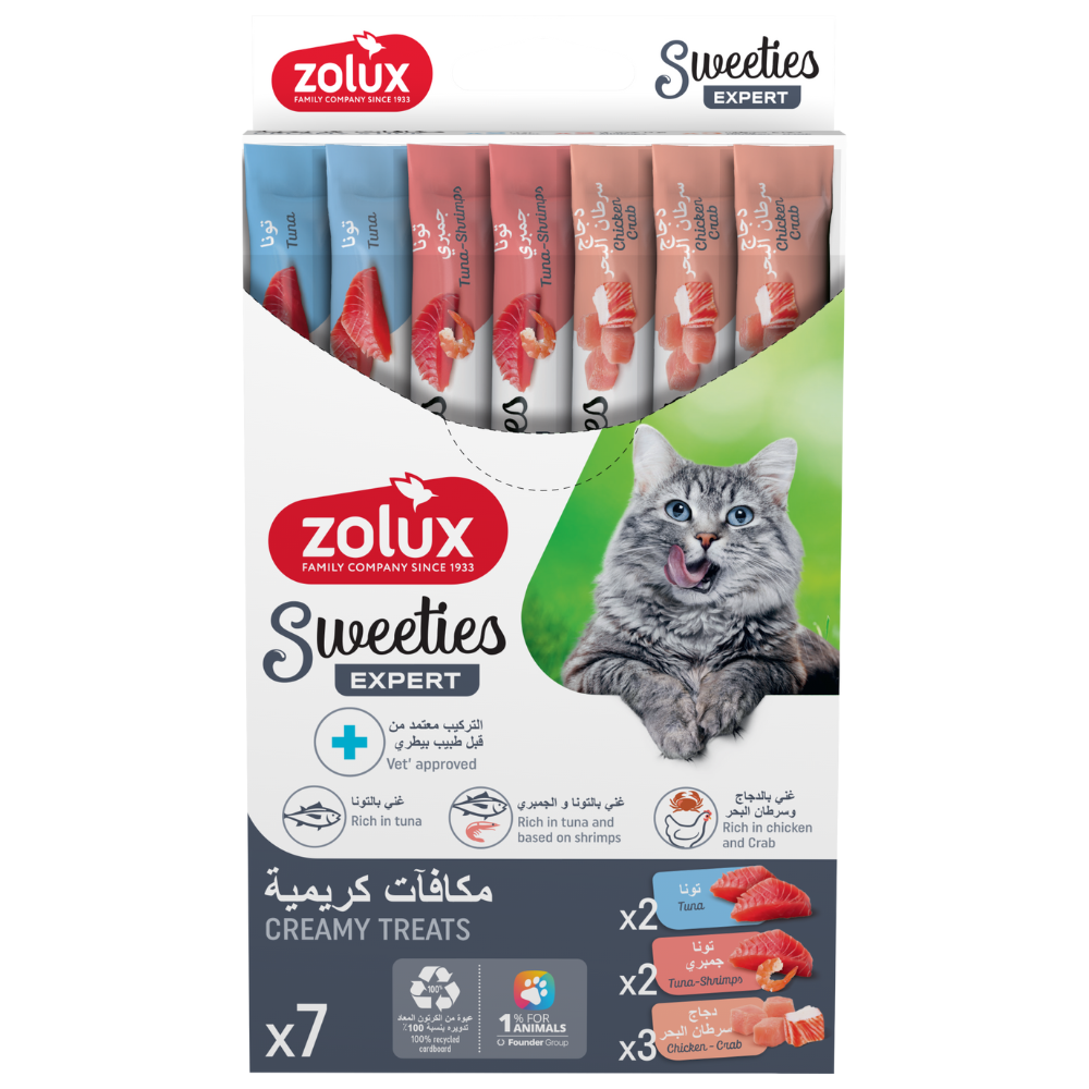 Zolux Sweeties Creamy Treats Crab & Tuna & Shrimp for Cats 14gx7