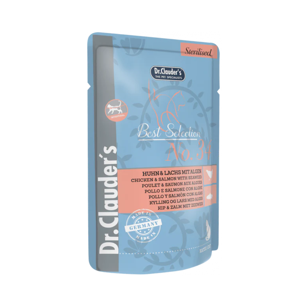 Dr.Clauders Best Selection No 34 Pouch Chicken & Salmon with Seawead for Sterilised Cats 85g