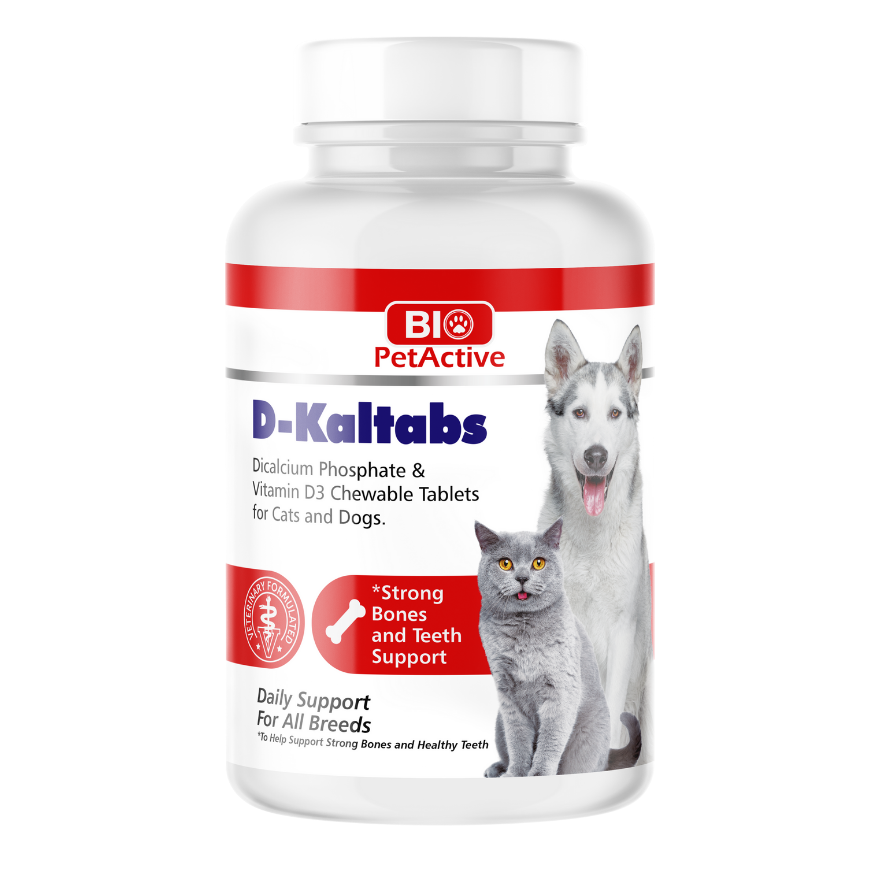 bio petactive d-kaltabs bone and teeth support for cats and dogs 84 tablets 126g