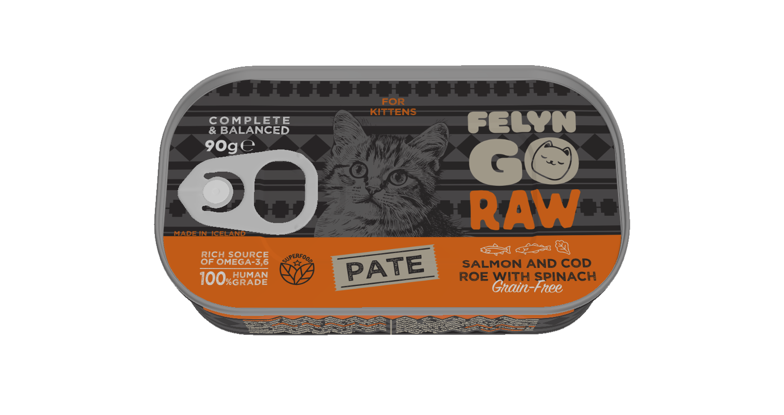 Felyn Go Raw C&B Salmon & Cod Roe With Spinach Pate For Kittens 90g