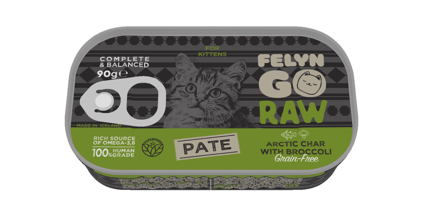 Felyn Go Raw C&B Arctic Char With Broccoli Pate For Kittens 90g