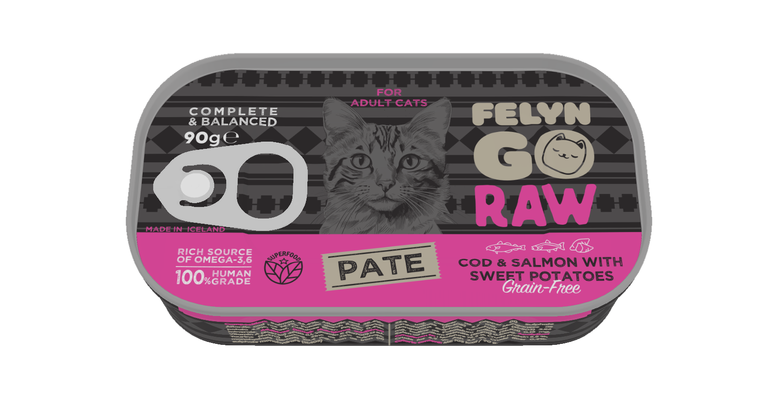Felyn Go Raw C&B Cod & Salmon With Sweet Potatoes Pate For Cats 90g