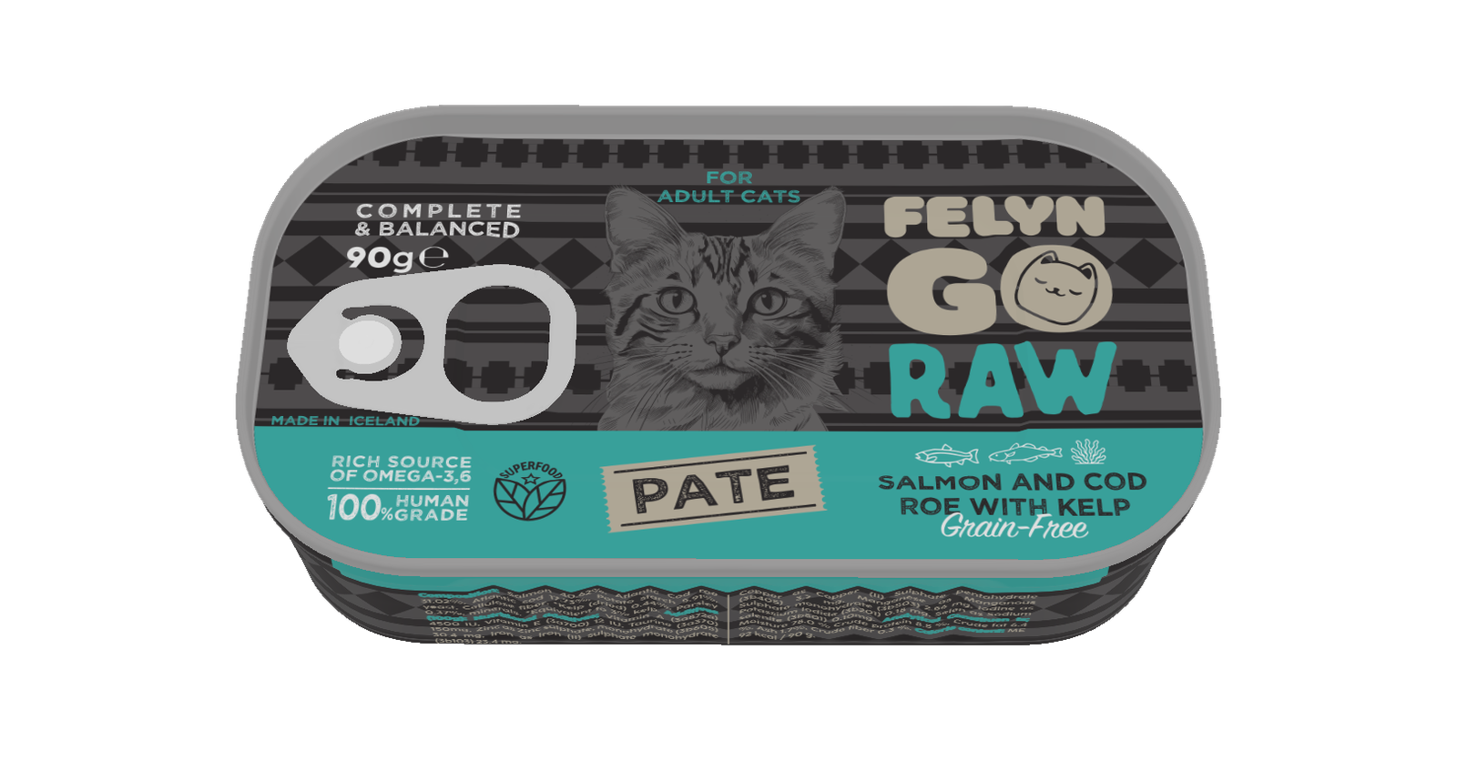 Felyn Go Raw C&B Salmon & Cod Roe With Kelp Pate For Cats 90g